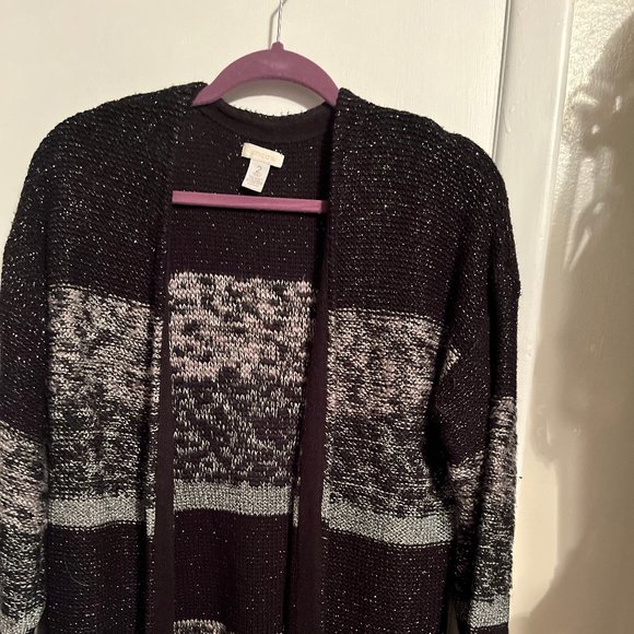 CHICOS LONGER OPEN CARDIGAN SWEATER SZ 12/14 - Picture 4 of 6